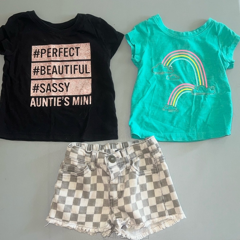Girls Toddler 12-18 Months T-shirts & Denim Short Summer Bundle
